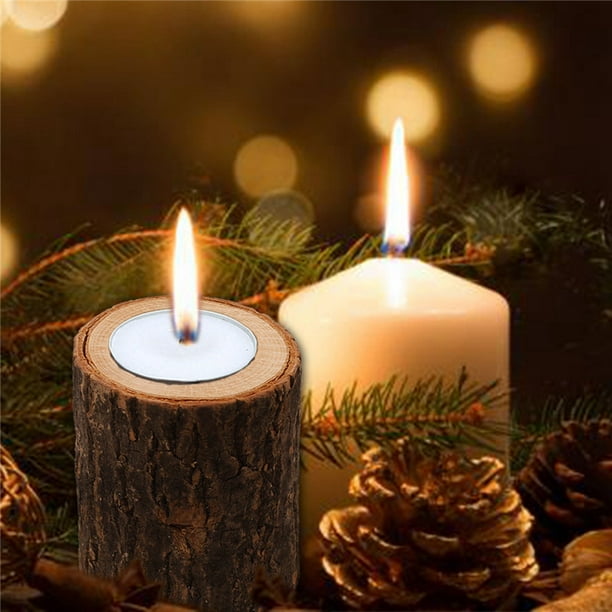 Tree Branch Wooden Candle Holder Vintage Wood Tea Light for Candlelight Dinner 